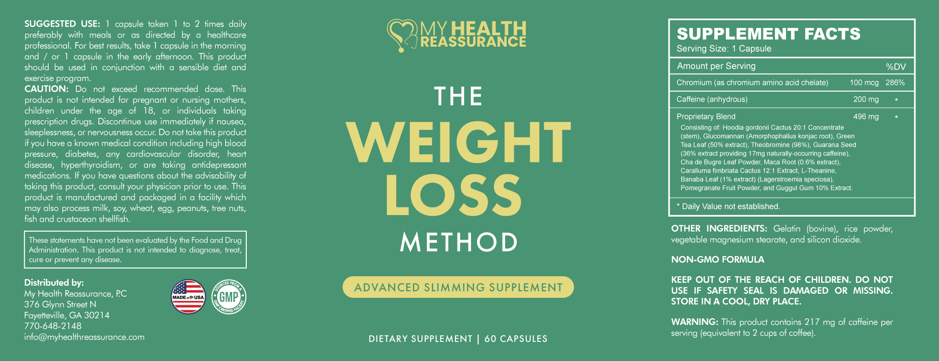 The Weight Loss Method- Appetite Suppressant- 60 capsules